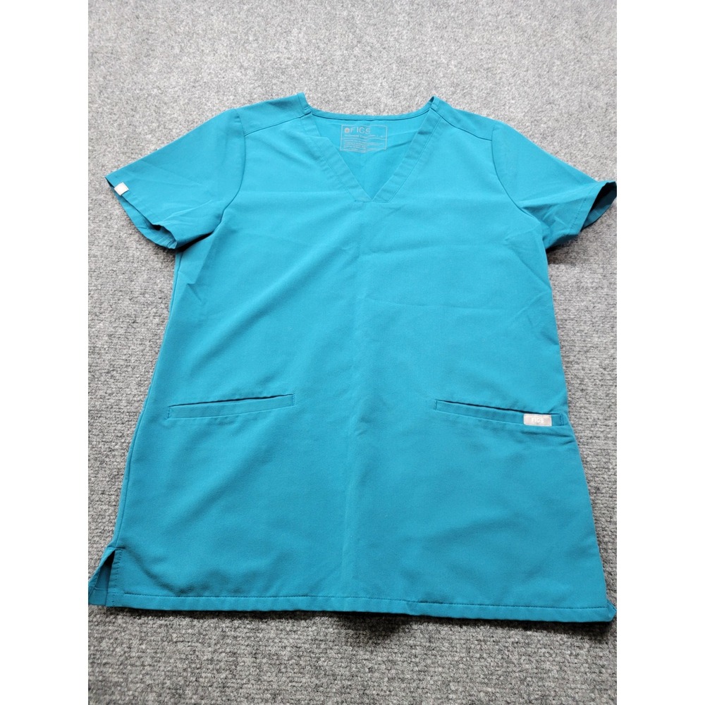 Figs Technical Collection V-Neck Scrub Top Teal Blue Small TW1100